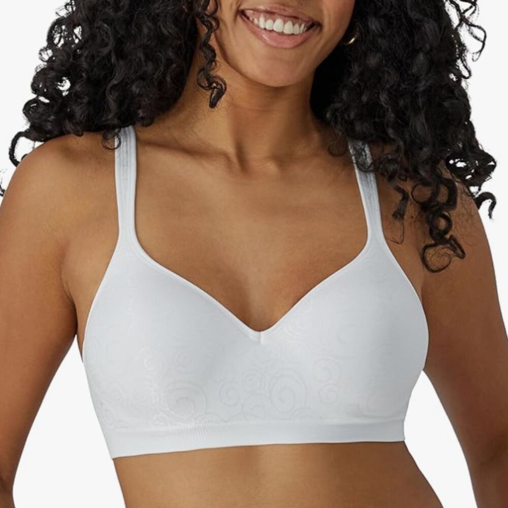 Bali Women's Comfort Revolution Full Coverage Wirefree Bra White Size 42D 6470